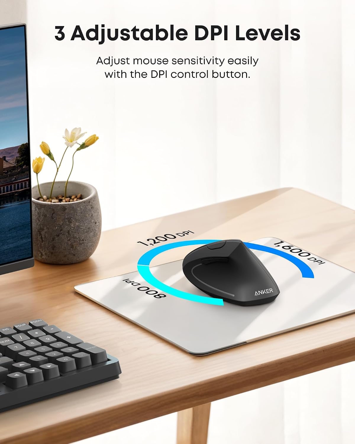 Detalle 1 de Anker Vertical Wireless Mouse, 2.4 GHz
