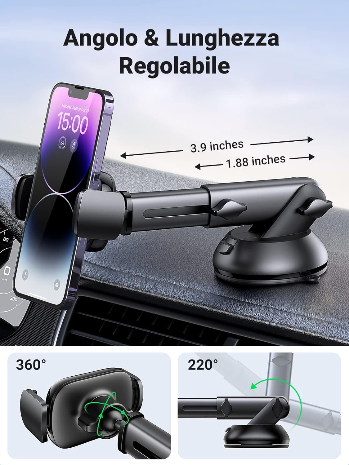 Detalle 2 de UGREEN Supporto Telefono Auto per cruscotto 7,12"