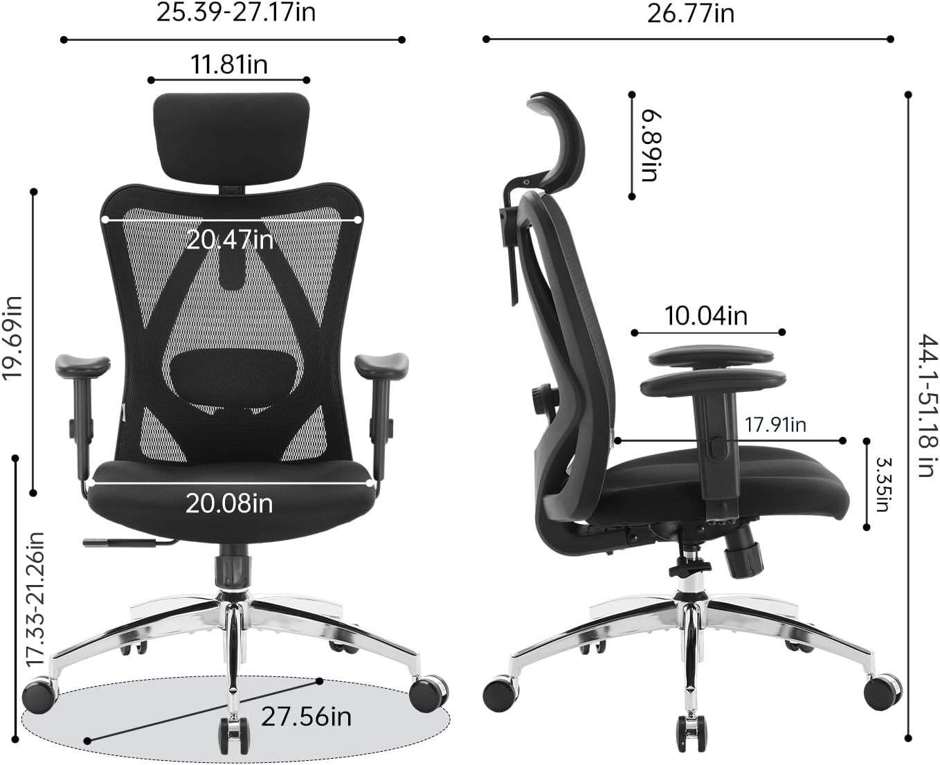 Detalle de SIHOO M18 Ergonomic Office Chair with Mesh Back and 2D Headrest