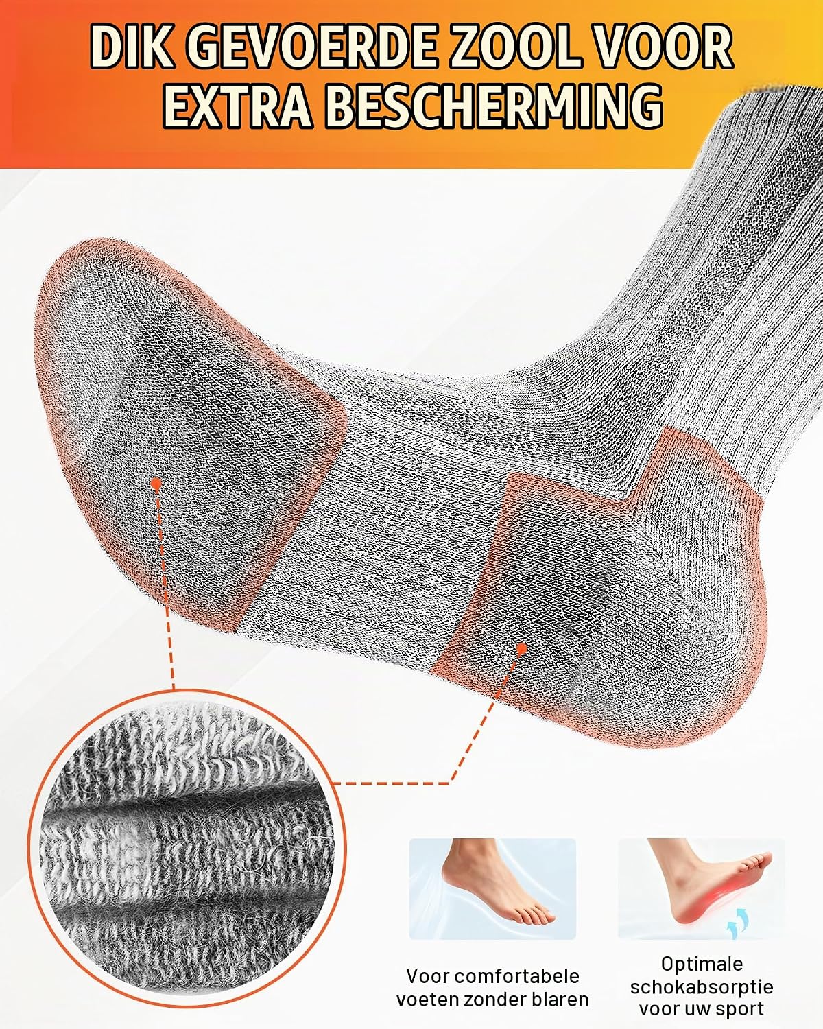 Detalle de SockWaddles Merino wandelsokken, 3 paar met gevoerde zool en 50% merinowol