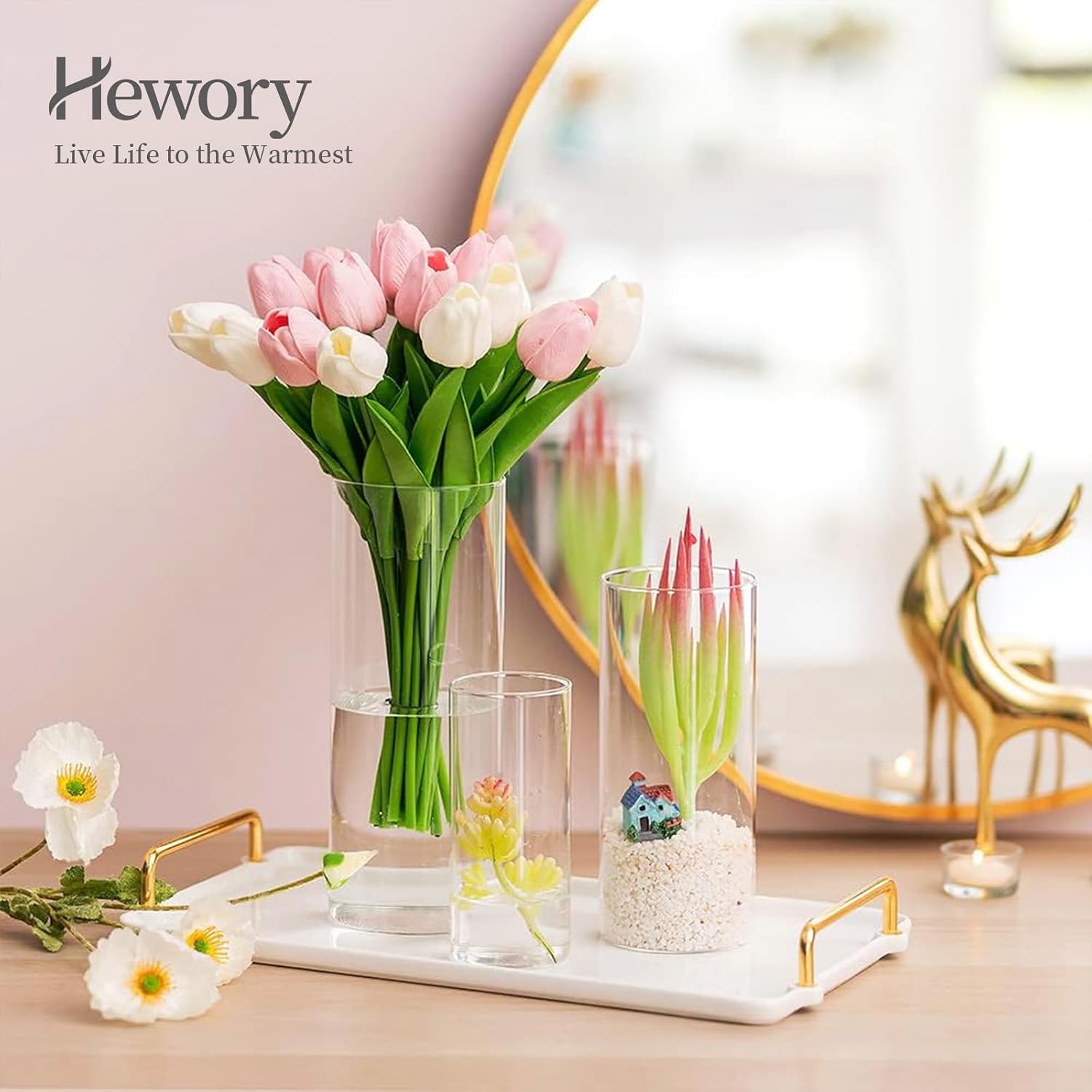 Thumbnail 3 de Hewory Lot de 12 photophores verre cylindrique 🕯