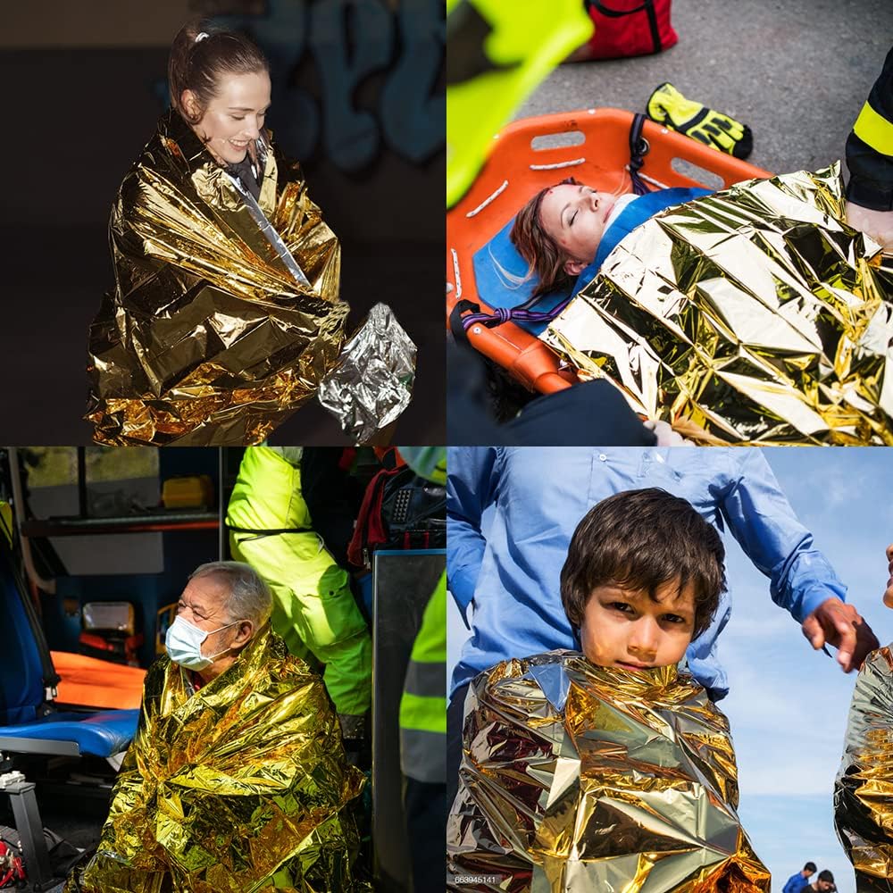 Thumbnail 6 de HONYAO Coperta Termica di Emergenza 3 Pezzi 210×160 cm (oro/argento) per freddo, pioggia e vento