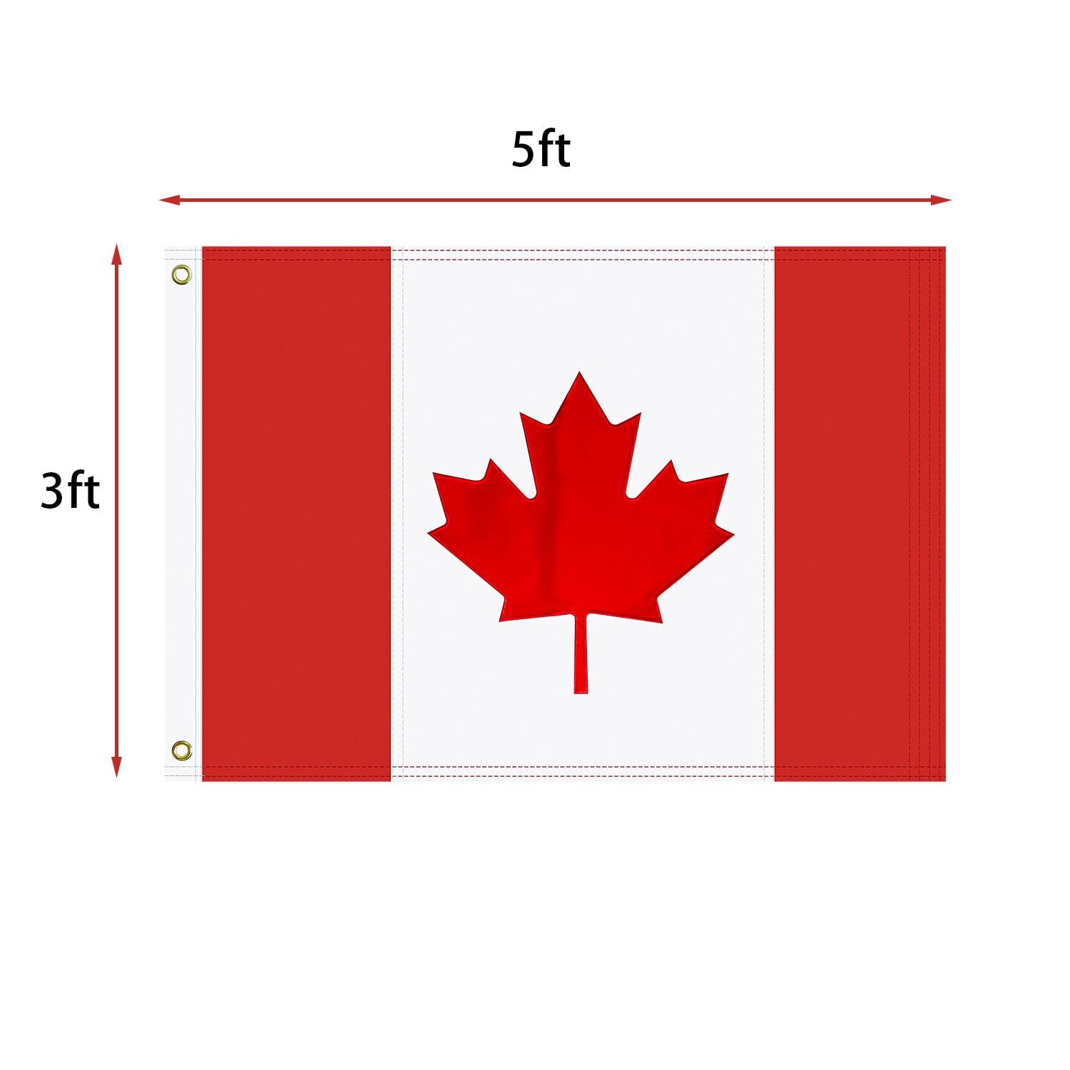 Detalle de DCRGE 3x5 ft Canadian Flag, 210D Nylon with Embroidered Maple Leaf