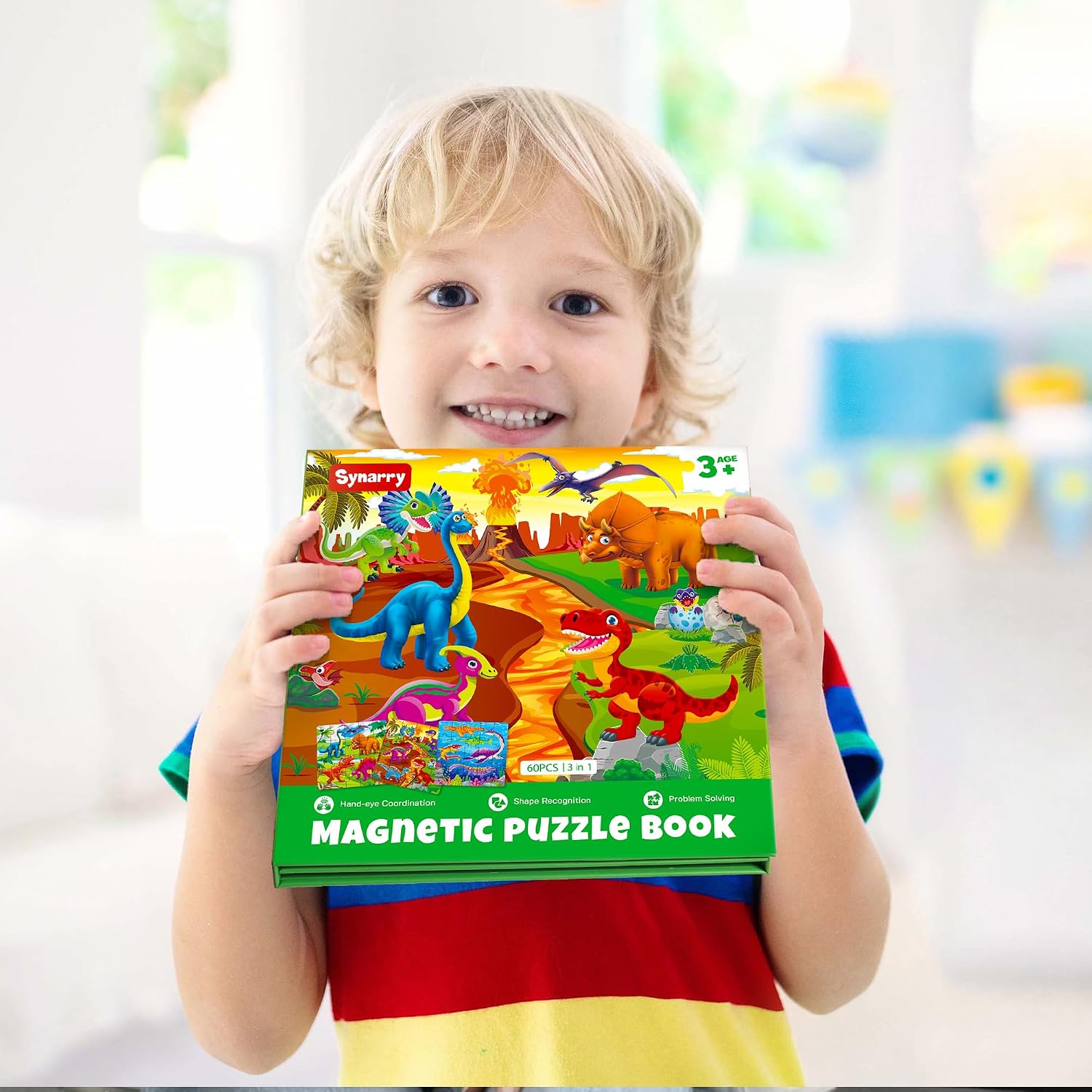 Thumbnail 6 de SYNARRY Magnetic Dinosaur Puzzle, 20-Piece Foldable Travel Toy