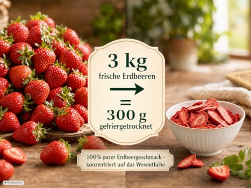 Thumbnail 5 de EWL Gefriergetrocknete Erdbeeren 300g – 100% Frucht, ohne Zucker, in Bruchsicherem Eimer