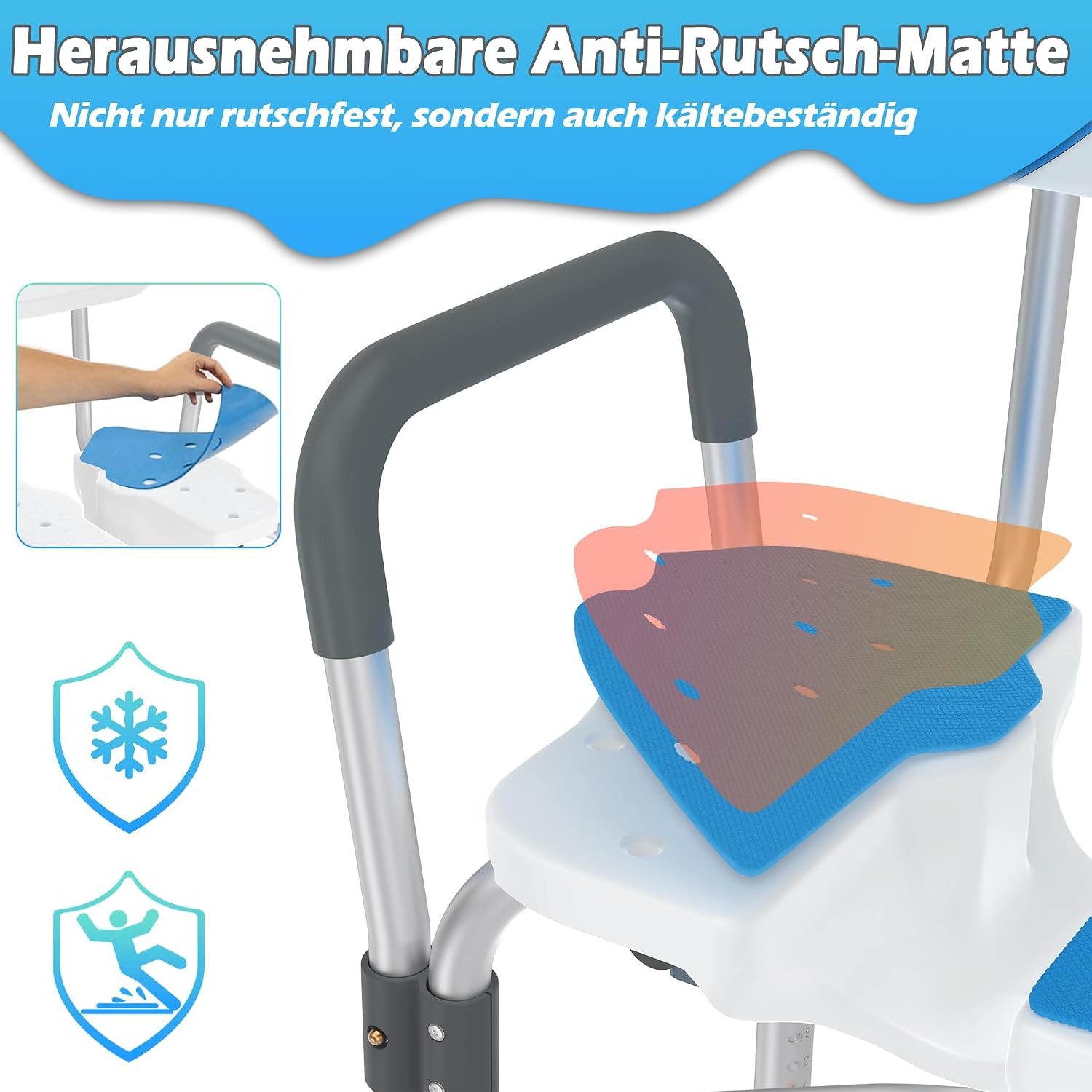 Thumbnail 3 de LZQ Duschstuhl douchestoel, verstelbaar met afneembare rug- en armleuningen
