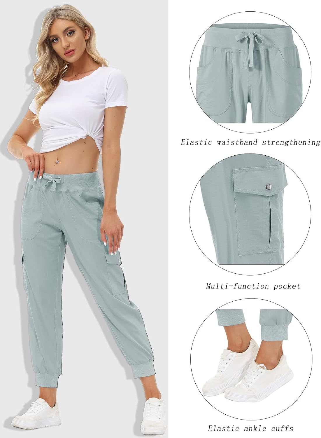 Detalle 2 de MoFiz Women's Lightweight Hiking Cargo Pants 6 Pockets