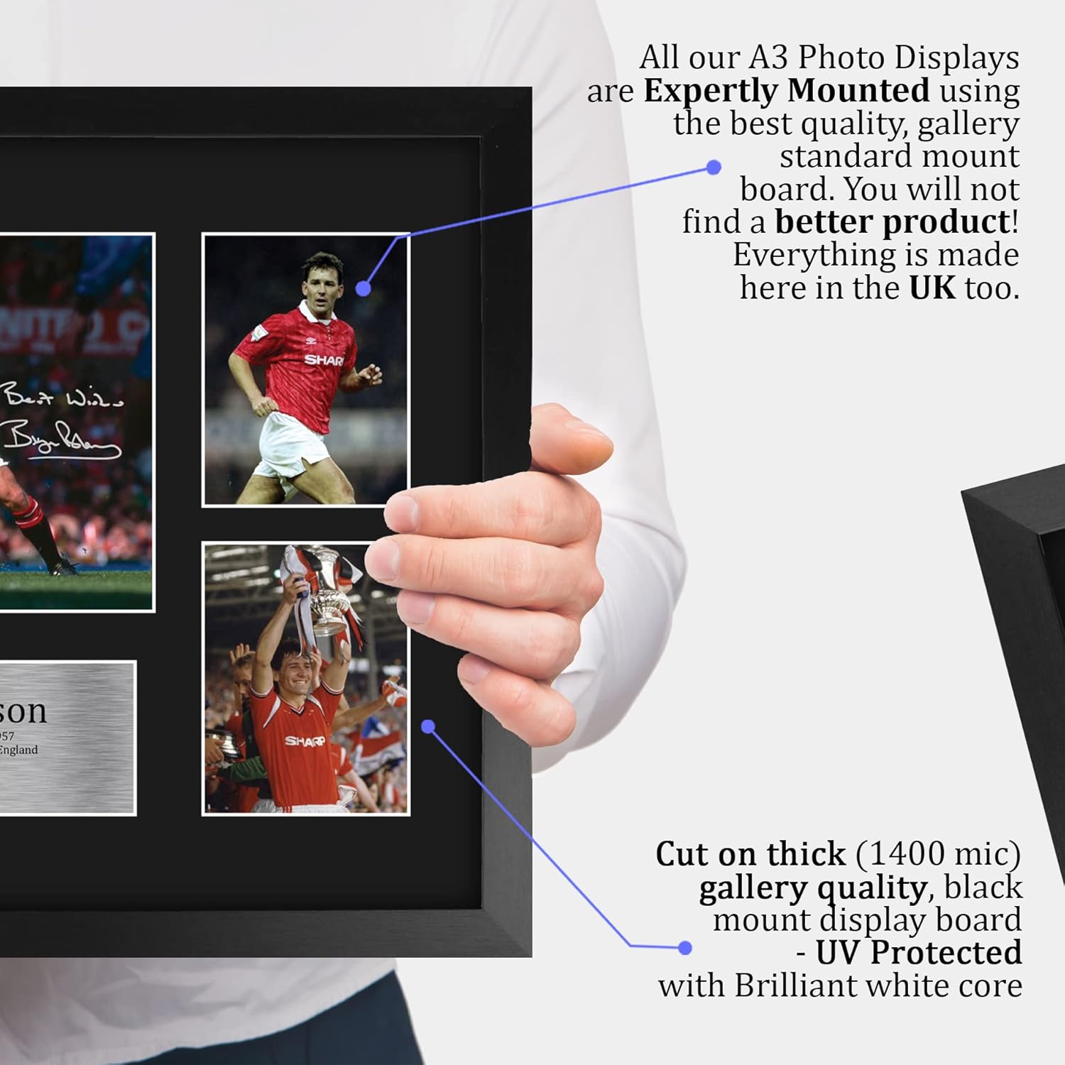 Thumbnail 3 de HWC Trading FR A3 Bryan Robson framed autograph picture (printed signed photo) for football fans