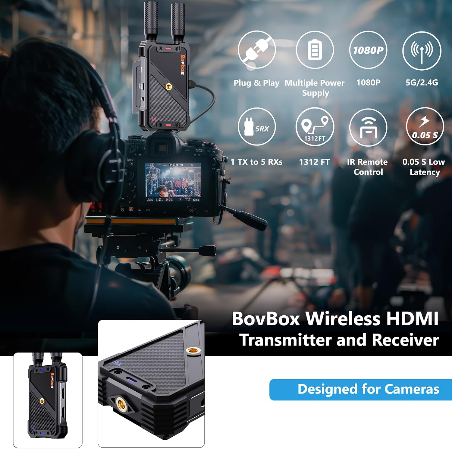 Detalle de BovBox Wireless HDMI Transmitter & Receiver Kit (1312 ft, 1080p, IR, Loop-Out)