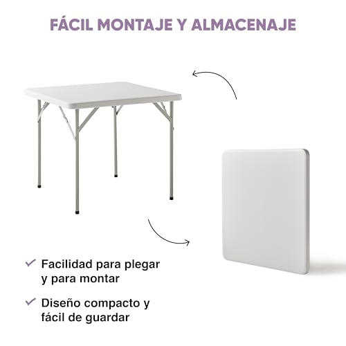 Thumbnail 5 de KG KITGARDEN Mesa Plegable Portátil Multifuncional 84x84 cm – Blanco