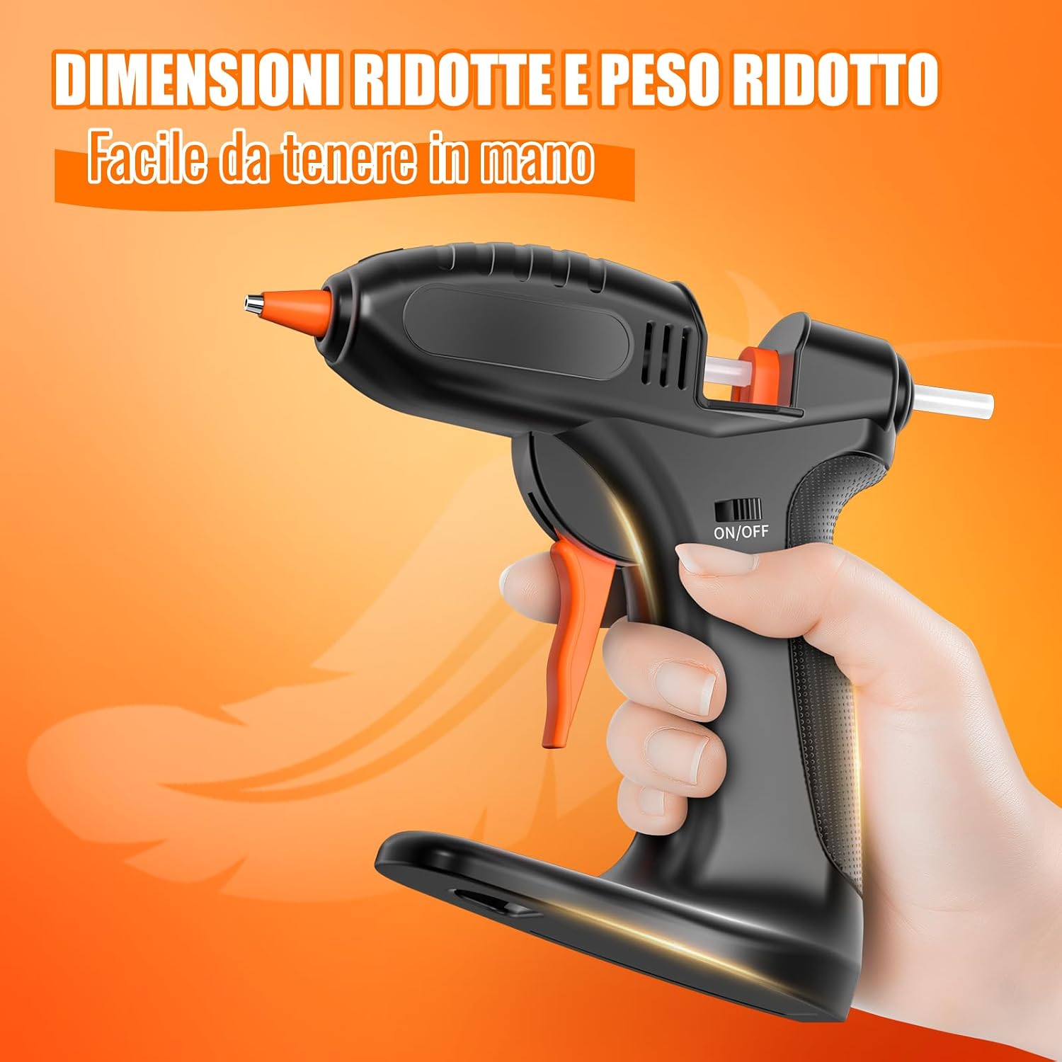 Detalle de BURNNOVE Pistola per Colla a Caldo Senza Fili: 3000mAh, USB-C e 40 bastoncini 7×150mm per bricolage