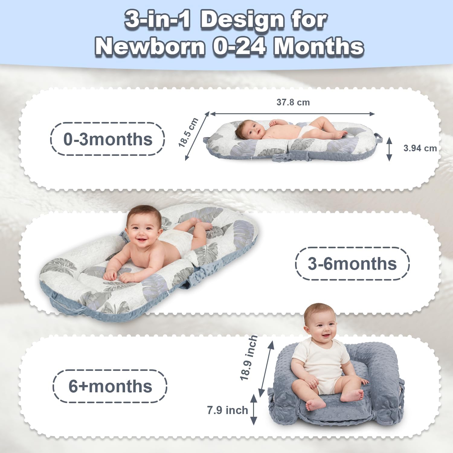 Detalle 2 de Asstikoo Baby Nest Pod 3-in-1: Foldable Lounger for 0–24 Months