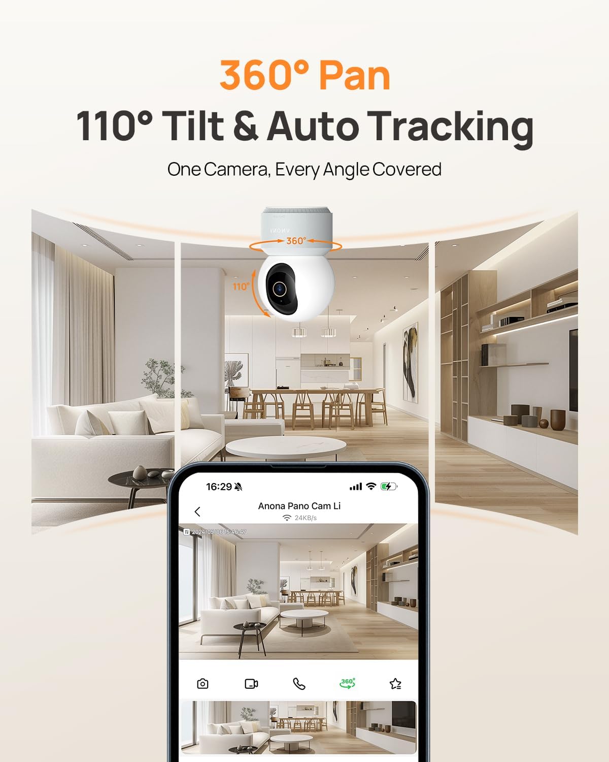 Detalle de Anona Pano 4K UHD indoor camera 4 pack