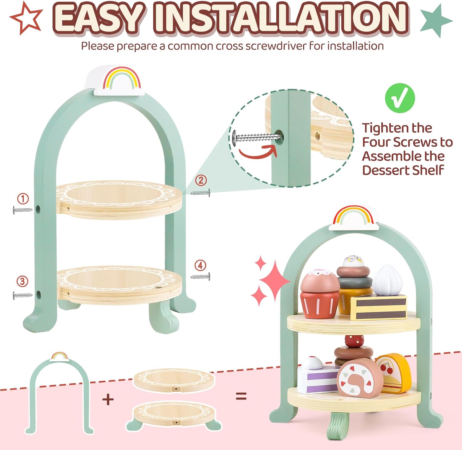 Thumbnail 6 de Airlab Dessert-Set aus Holz für die Kinderküche – Tee-Set mit Ständer, Kuchen & Cupcakes