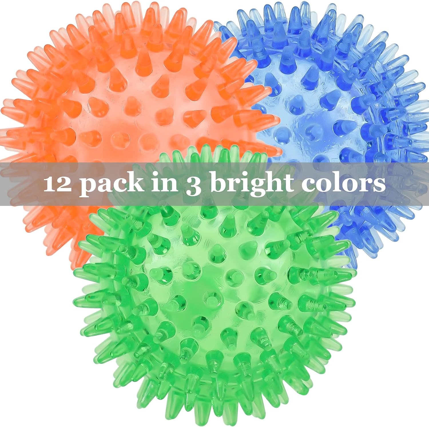 Thumbnail 6 de LECHONG CIQIU-FT Squeaky Dog Balls, 12-Pack TPR Spiky Toys