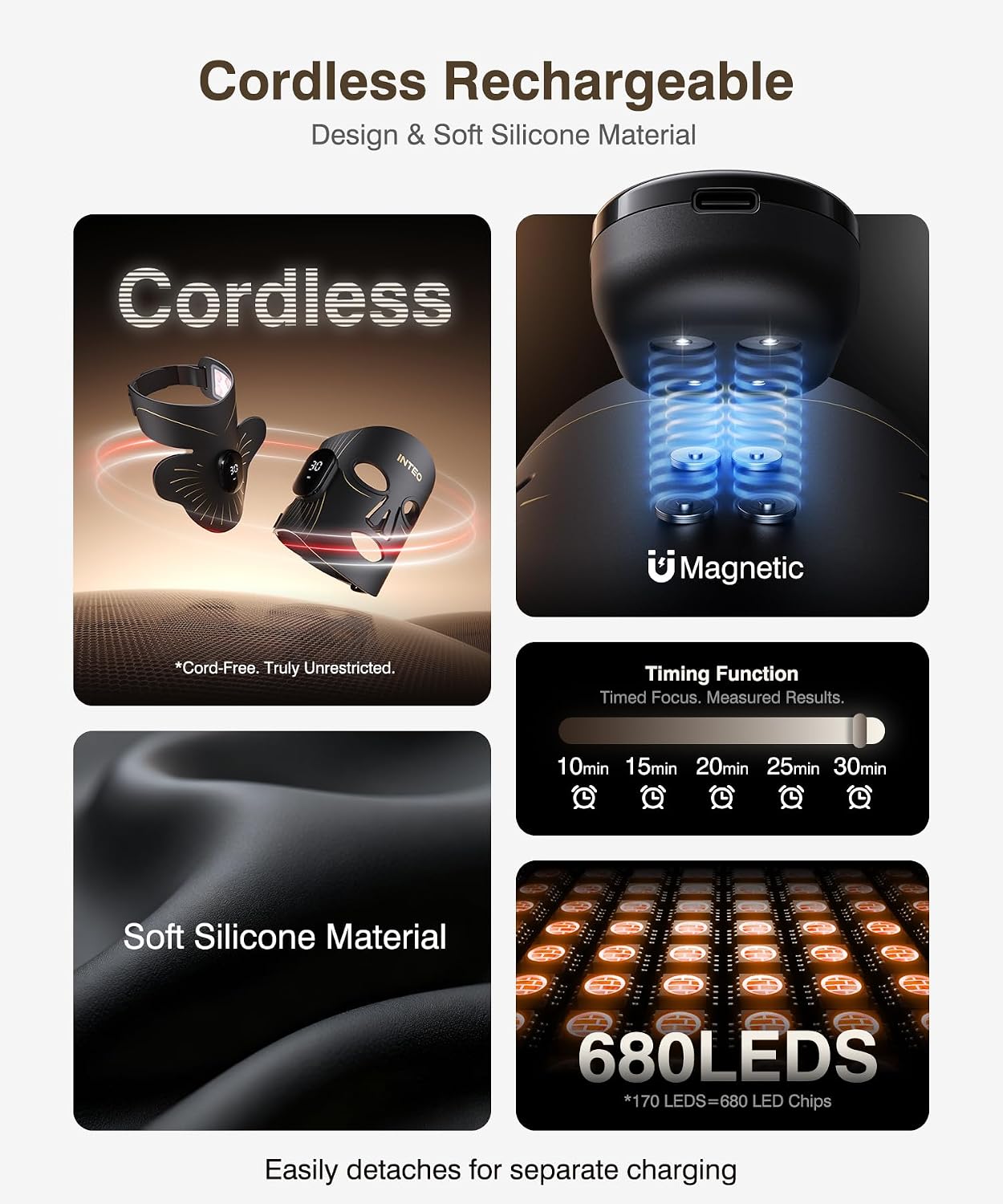 Thumbnail 4 de Red Light Therapy for Face and Neck: 4 Modes Cordless Mask with 680 Beads