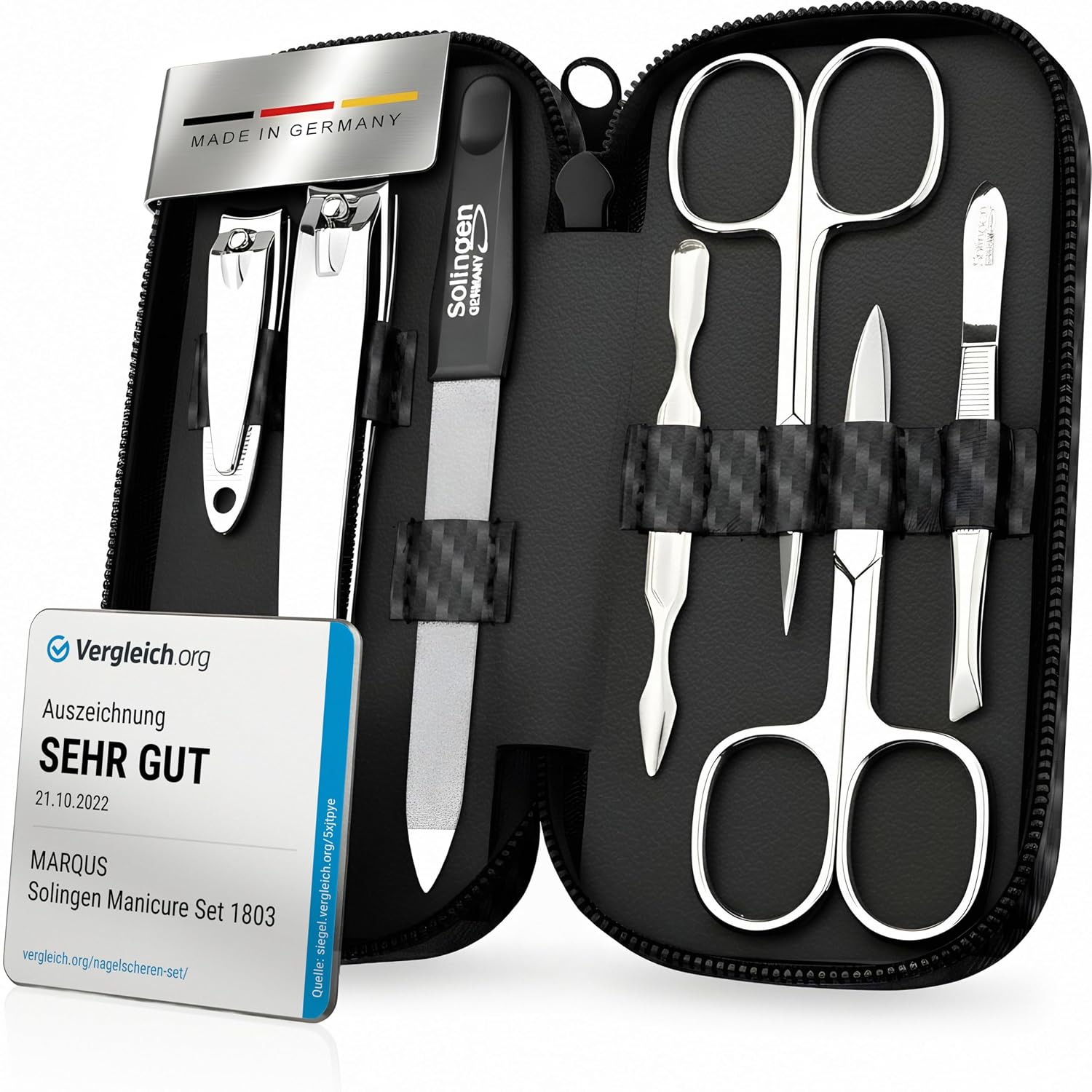 Detalle de Maniküre Set Solingen marQus „MarQus“ – 7-teiliges Nagelset im Kunstleder-Etui
