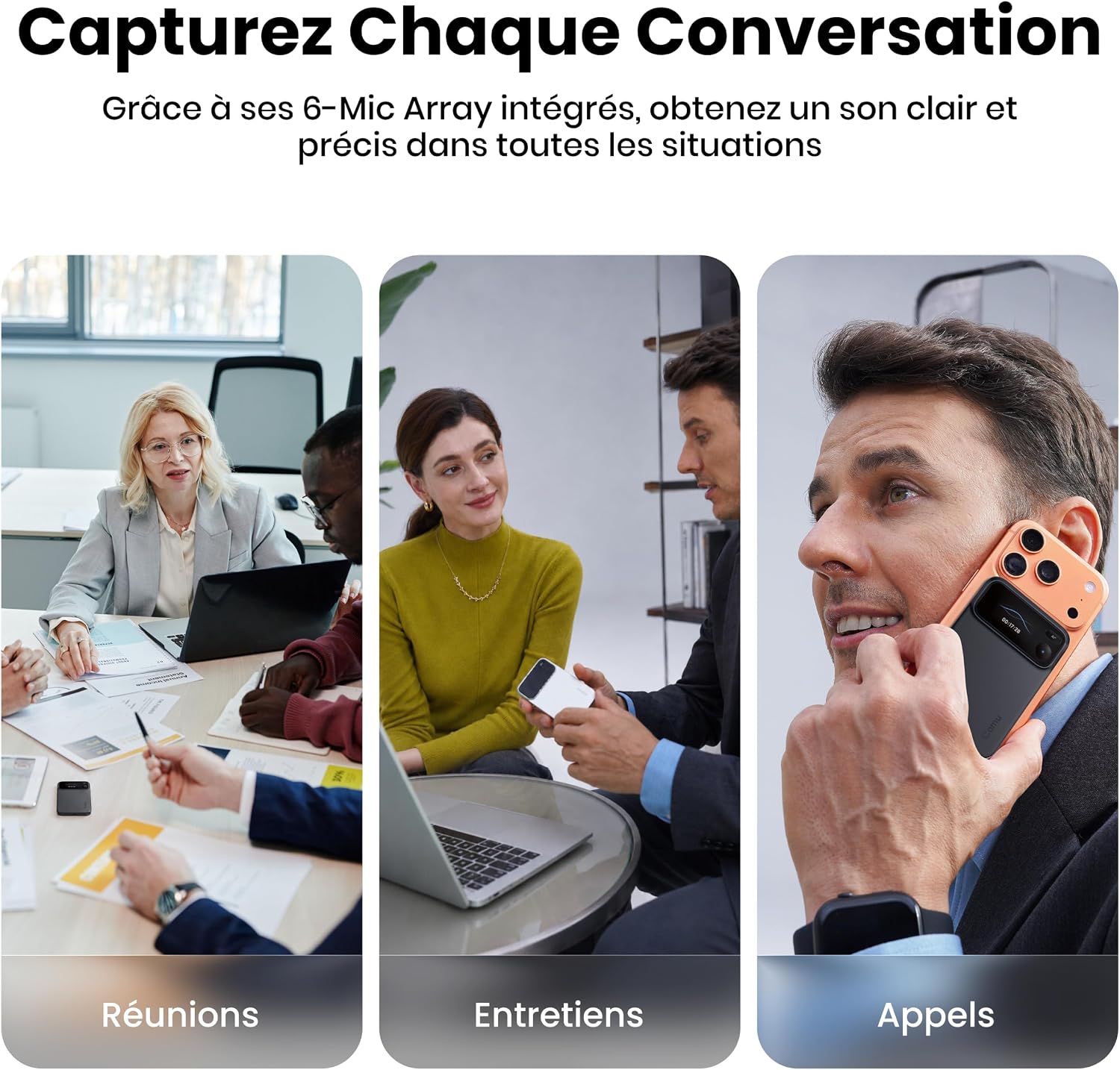 Detalle 2 de Comu Action Pro TN20-CA-BL AI-spraakrecorder met 16 GB en 360°-opname