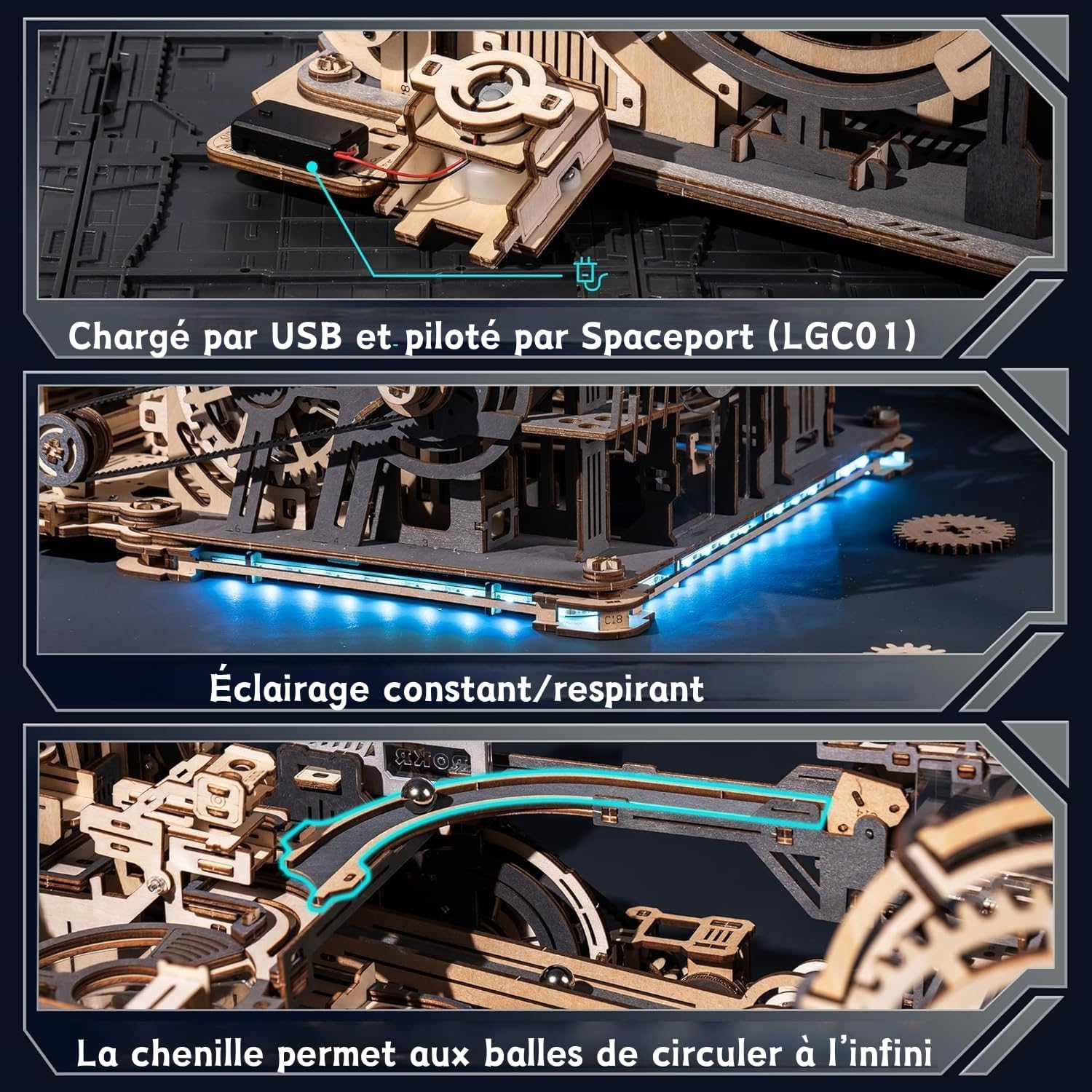 Detalle 2 de ROKR Circuits de billes 3 en 1 🧩