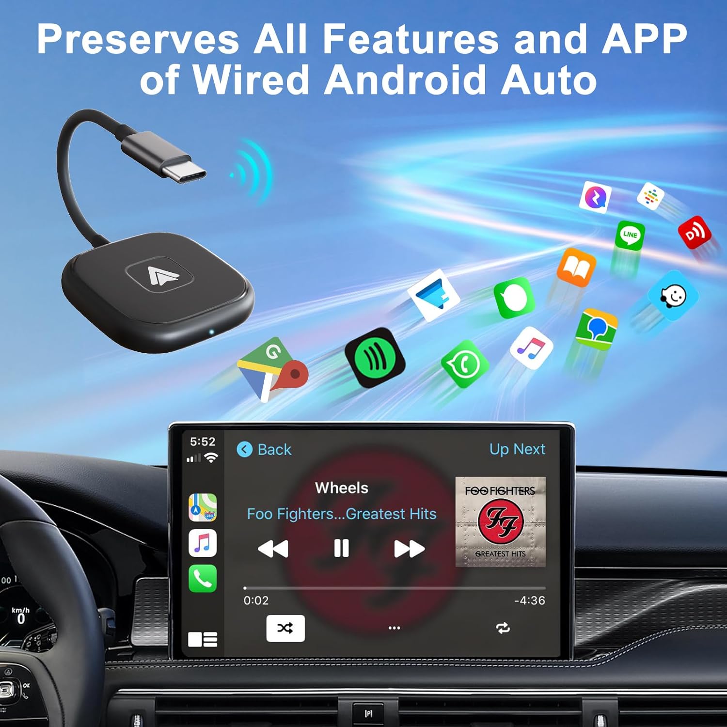 Thumbnail 6 de PAUNEZUEL Android Auto Wireless Adapter UK: Convert Wired to Wireless, Plug and Play