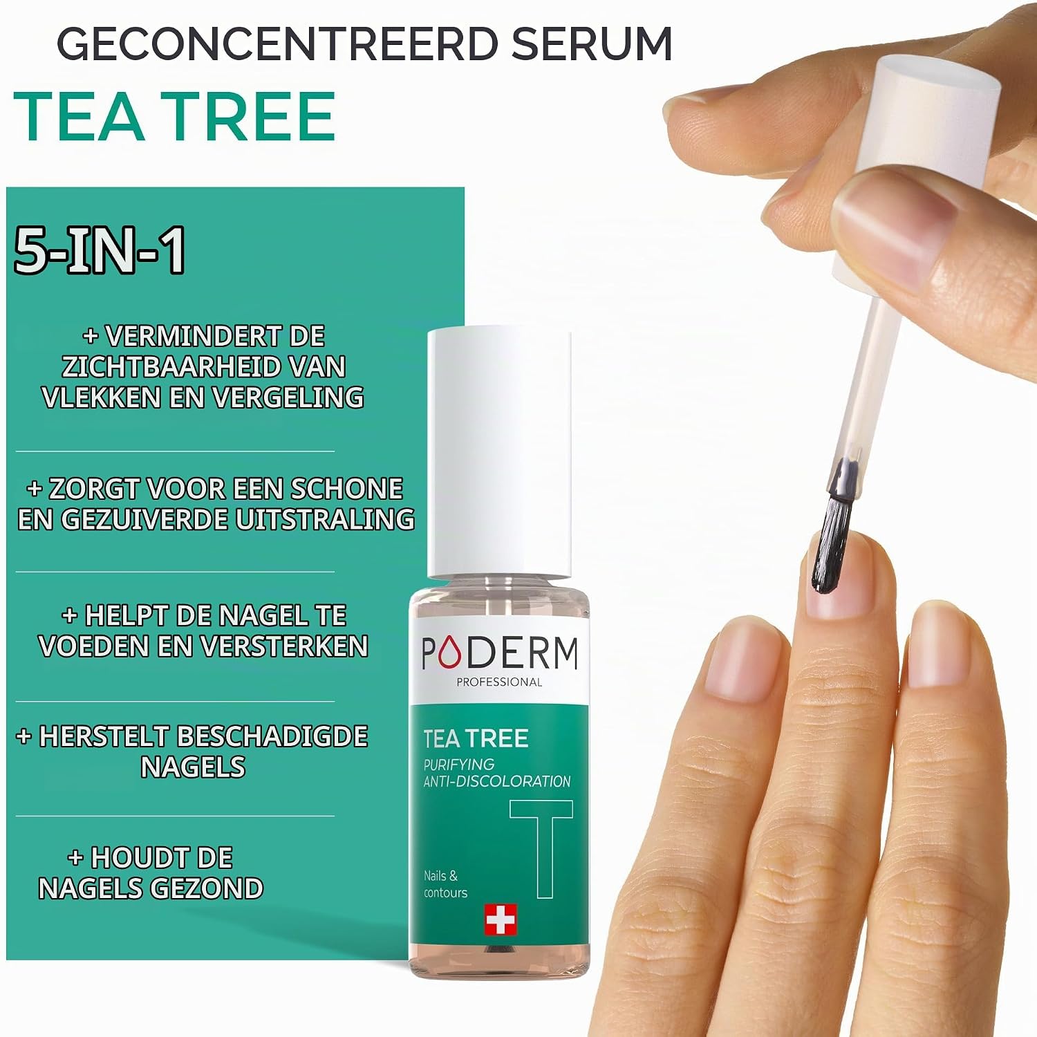 Detalle 2 de PODERM 5 in 1 Nail Booster-serum met tea tree, 6 ml