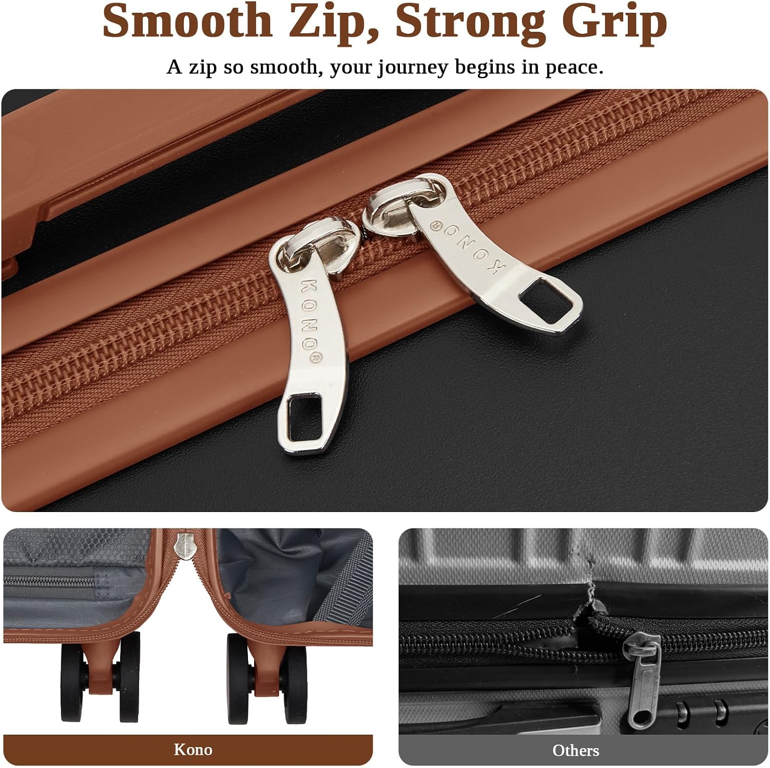 Thumbnail 4 de Kono Cabin Suitcase 55x40x20: Lightweight ABS+PC, 36L, 4‑Wheel Spinner