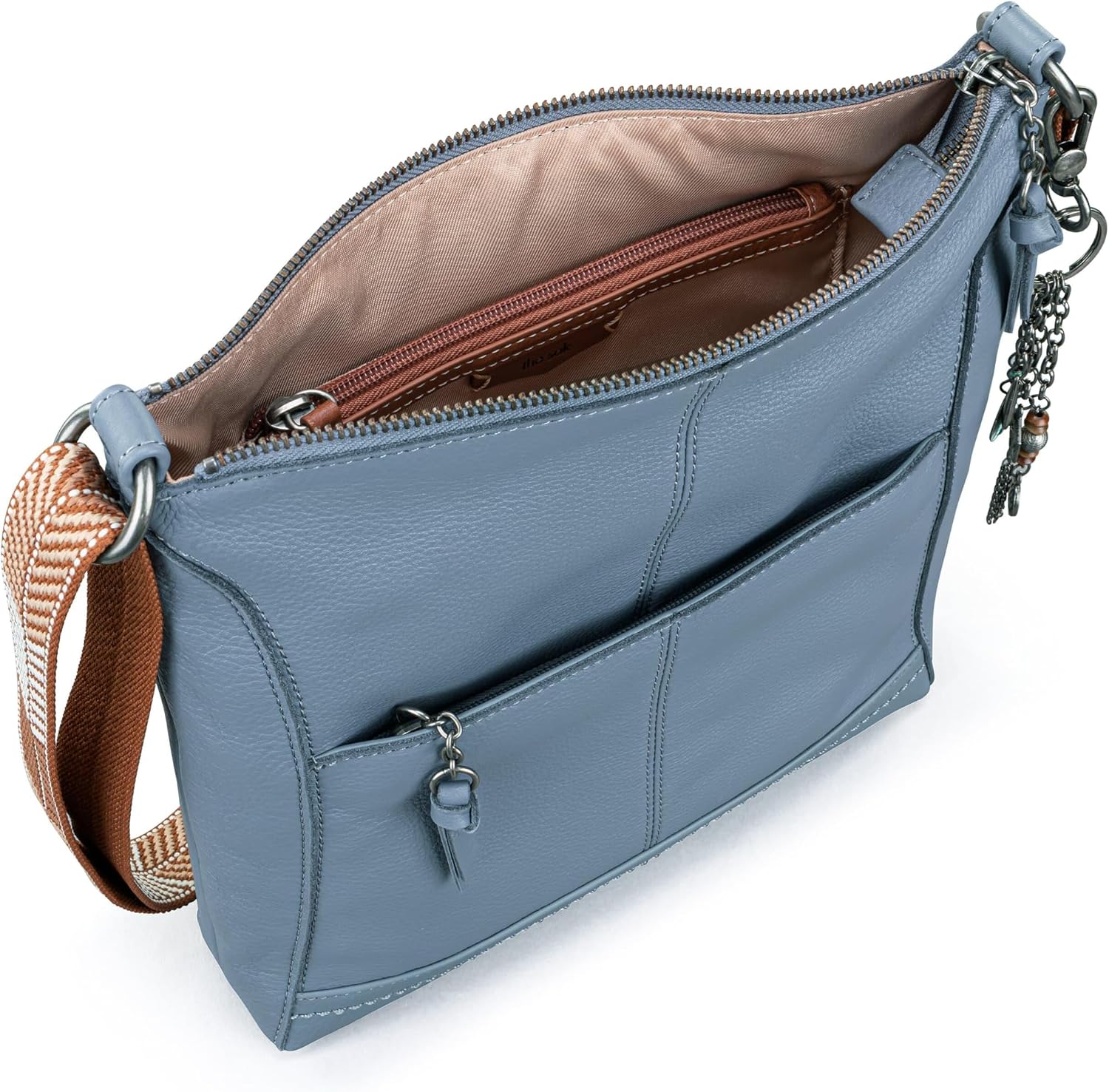 Detalle de The Sak Lucia Leather Crossbody Bag, Adjustable Strap, Medium Maritime