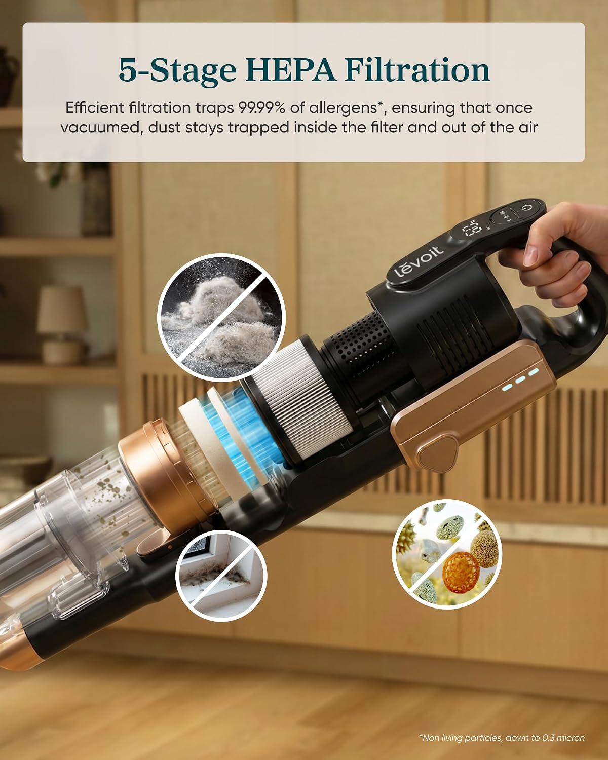 Detalle 2 de Levoit Cordless Vacuum, 60-Minute Runtime
