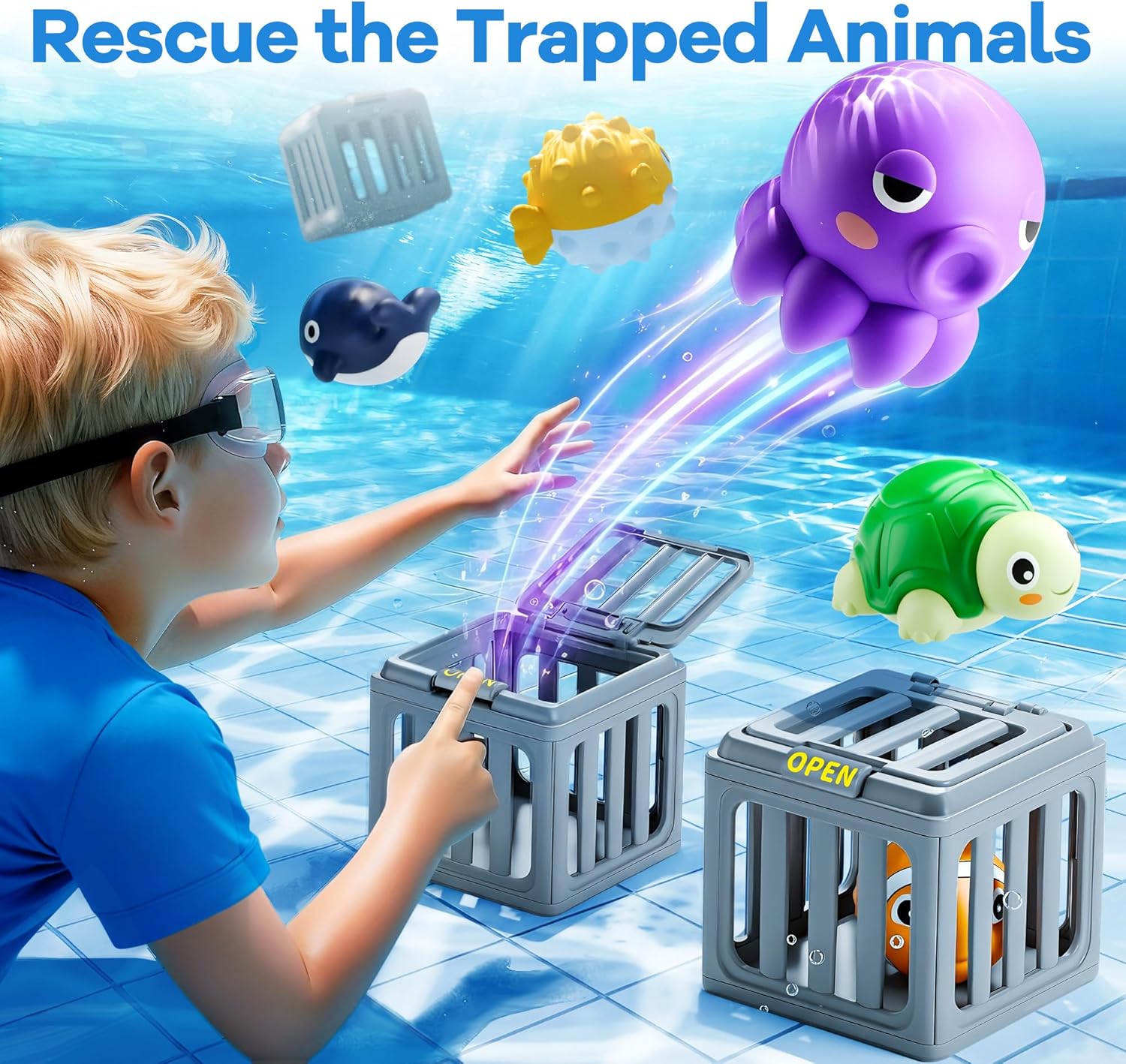 Detalle de Funscape Kids Pool Diving Toys: Ocean Pals Dive Set for Pool, Bath, and Beach Fun