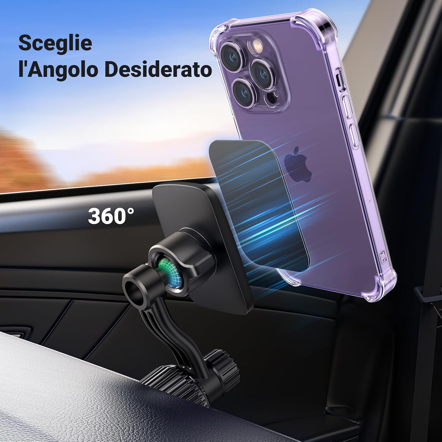 Detalle de UGREEN Supporto Telefono Auto Magnetico: porta cellulare con gancio in metallo e testa rotante per auto