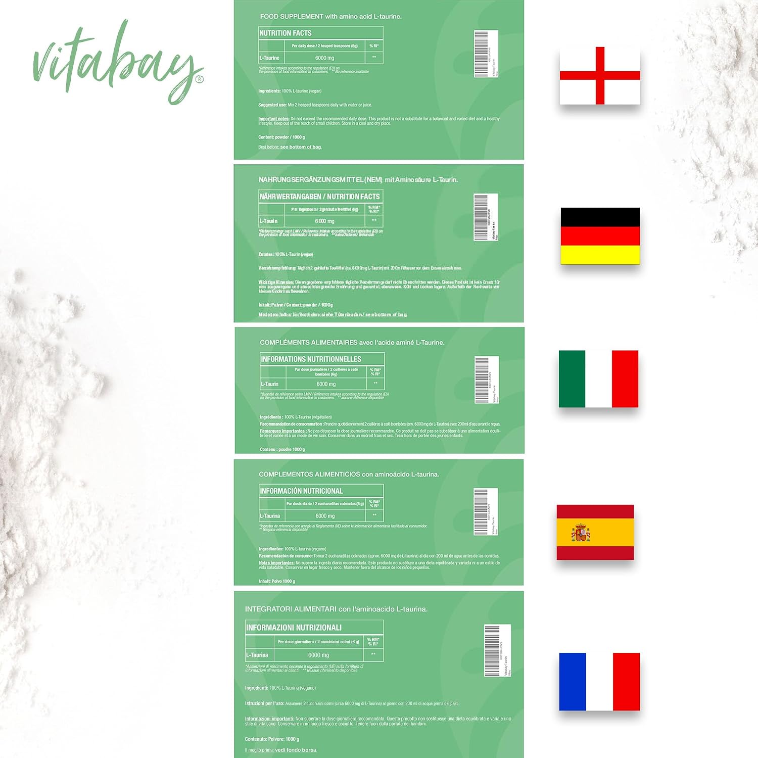 Detalle de vitabay Taurine 1 kg đź’Š