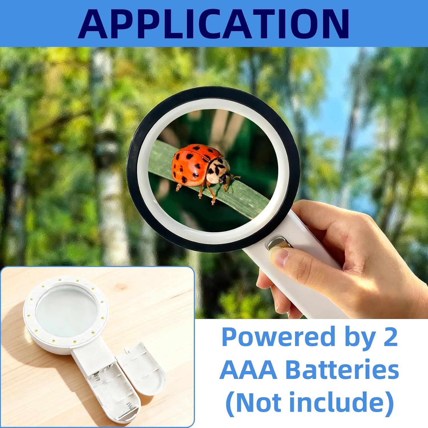 Thumbnail 3 de Zeeorymn Magnifying Glass with Lights 12 LED — Ultra-Clear Double-Glass Lens, 30x Handheld
