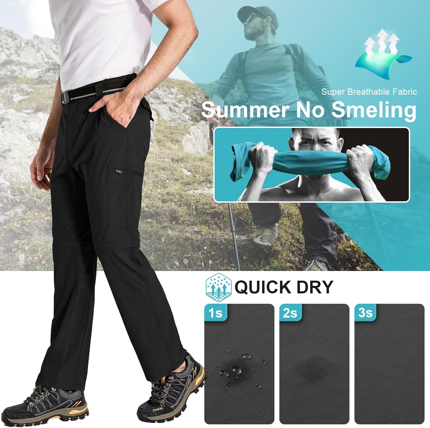 Thumbnail 2 de mosingle Mens zip off hiking trousers