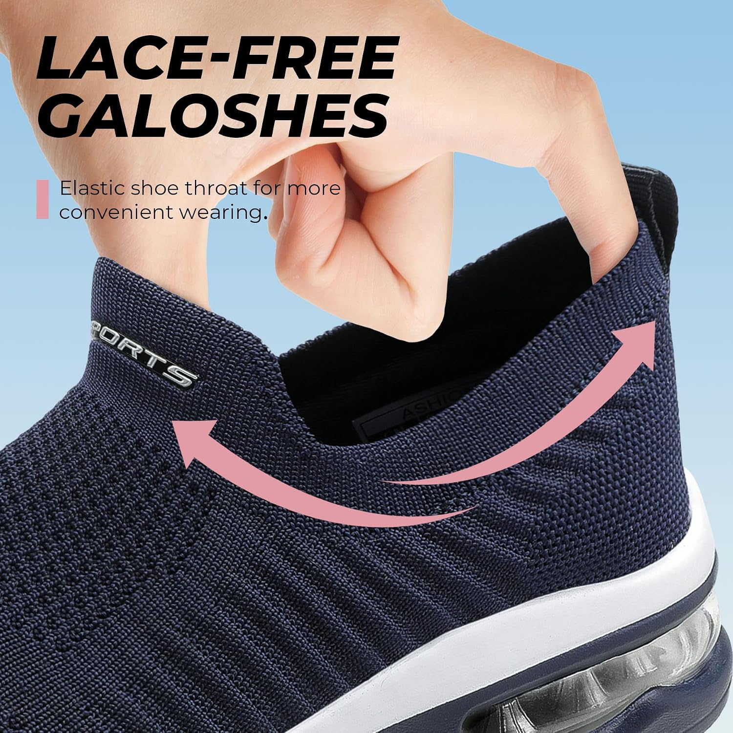 Detalle de Littleplum Damen Slip-On Sneaker mit atmungsaktivem Mesh und elastischen Schnürsenkeln