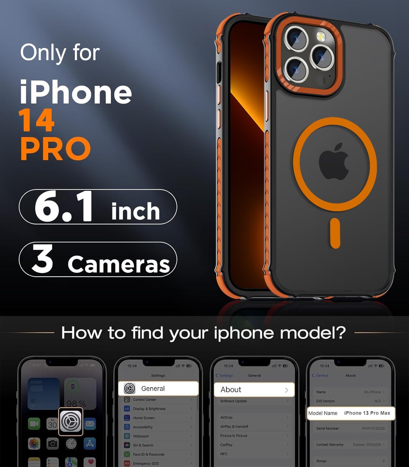 Detalle 2 de DEERLAMN Strong Magnetic Case for iPhone 14 Pro 6.1-Inch