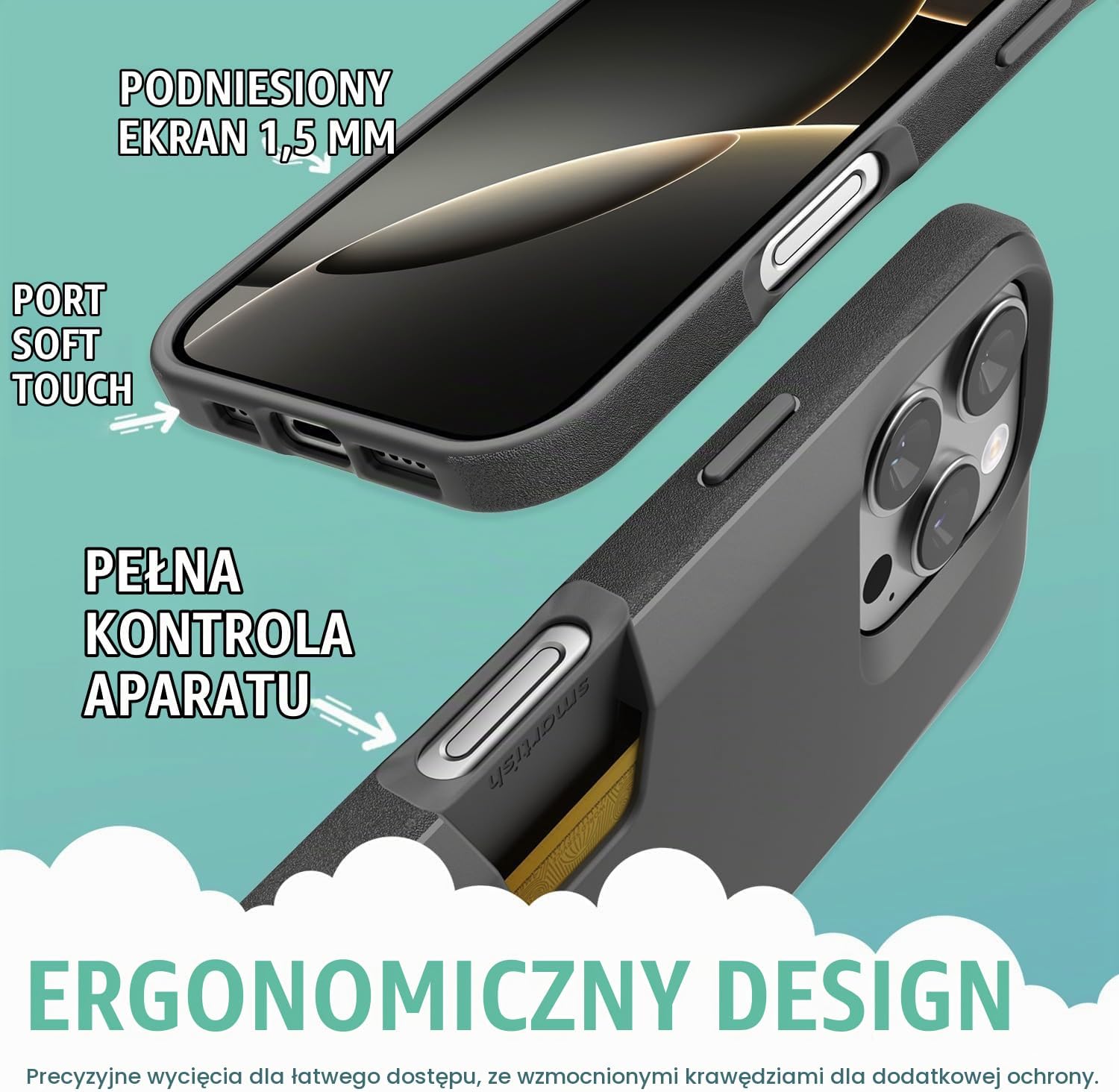 Detalle de Smartish Wallet Slayer Vol. 1 – etui portfelowe do iPhone’a 16 Pro, na karty, Black Tie