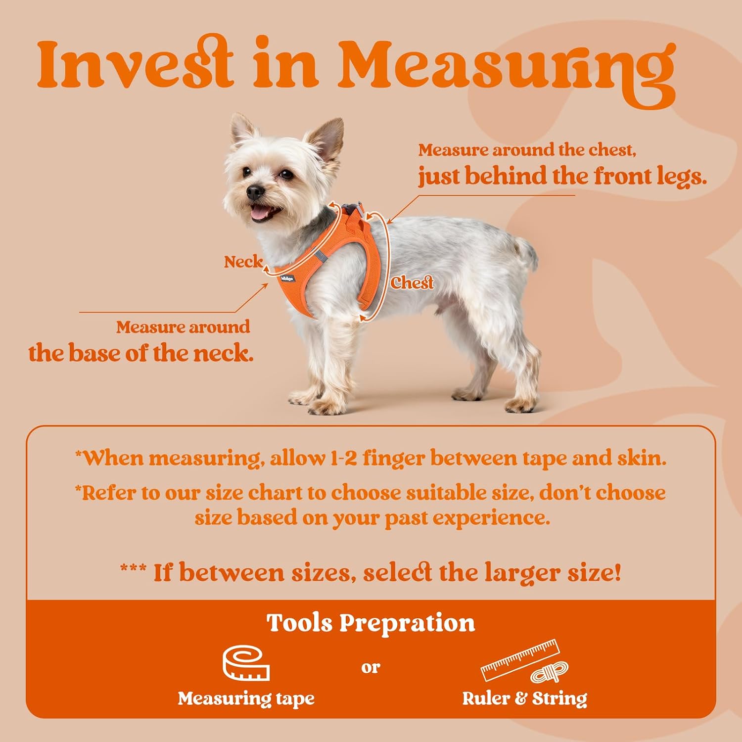 Detalle 2 de rabbitgoo Step-in Soft Mesh Puppy Dog Harness (XXS, Orange) with Reflective Strips