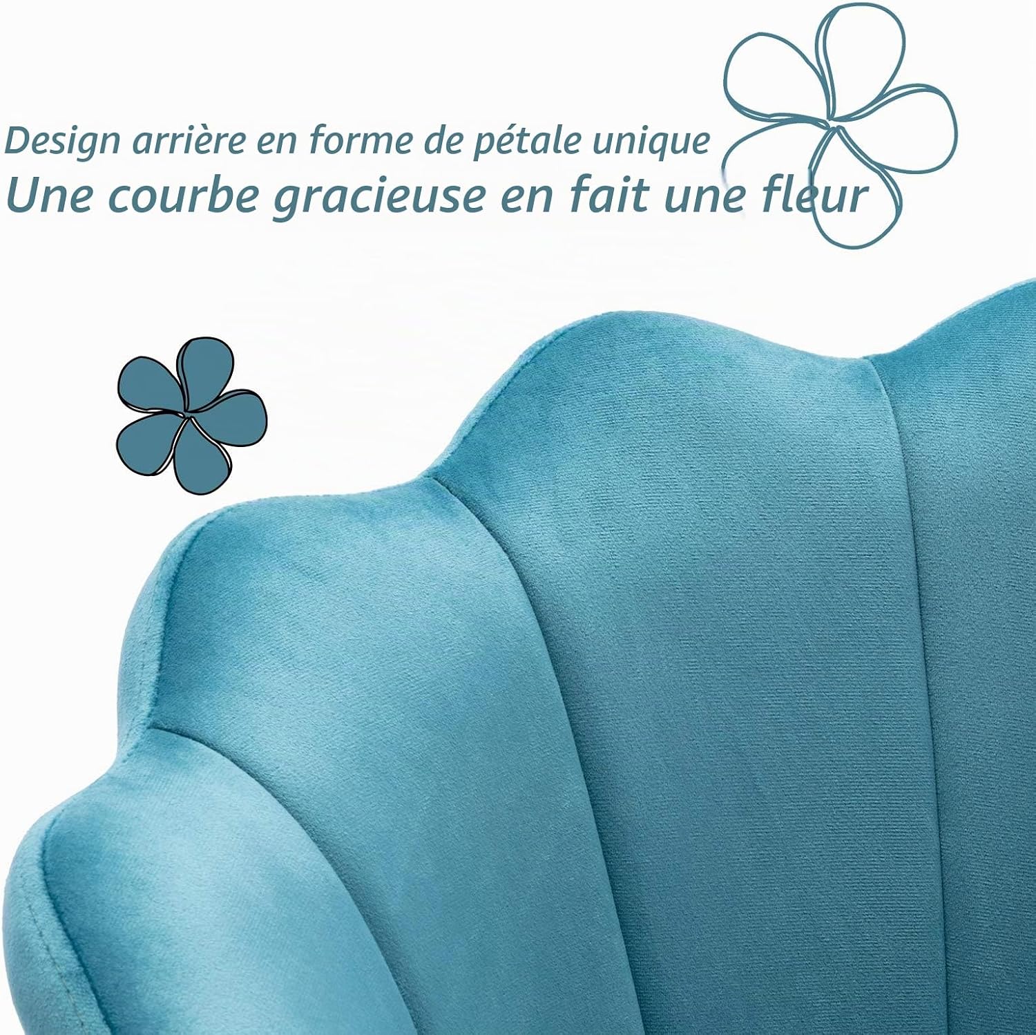 Detalle 2 de chairus Armstoel fluwelen kaptafelstoel met gouden poten, blauw