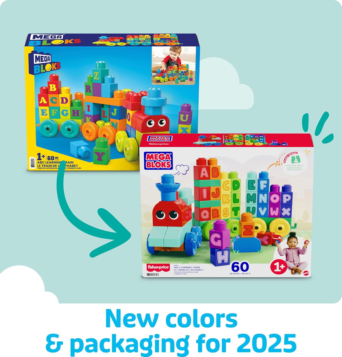 Detalle de MEGA BLOKS DXH35 アルファベット列車ブロックセット 60ピース・A〜Z対応