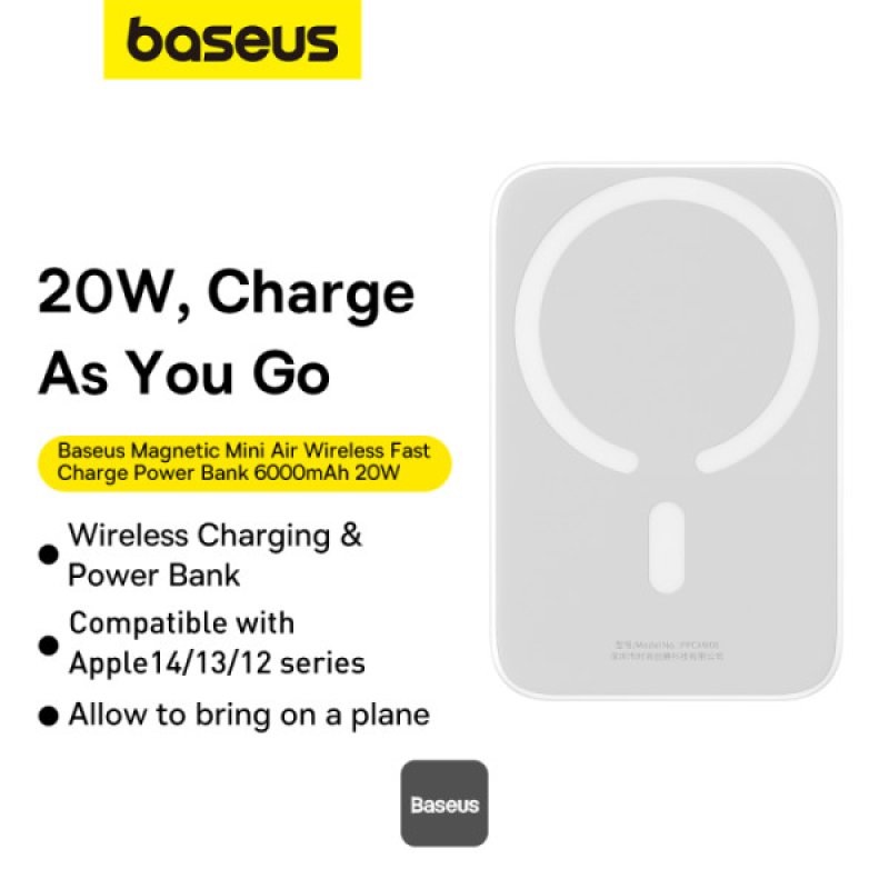 Thumbnail 3 de Baseus Mini Air PowerBank 6000mAh inalámbrico MagSafe 20W