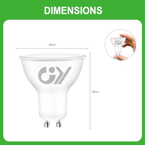 Detalle de GY Bombilla LED GU10 6.5W (Eq. 100W) 1025LM 3000K Blanco Cálido – Pack de 10