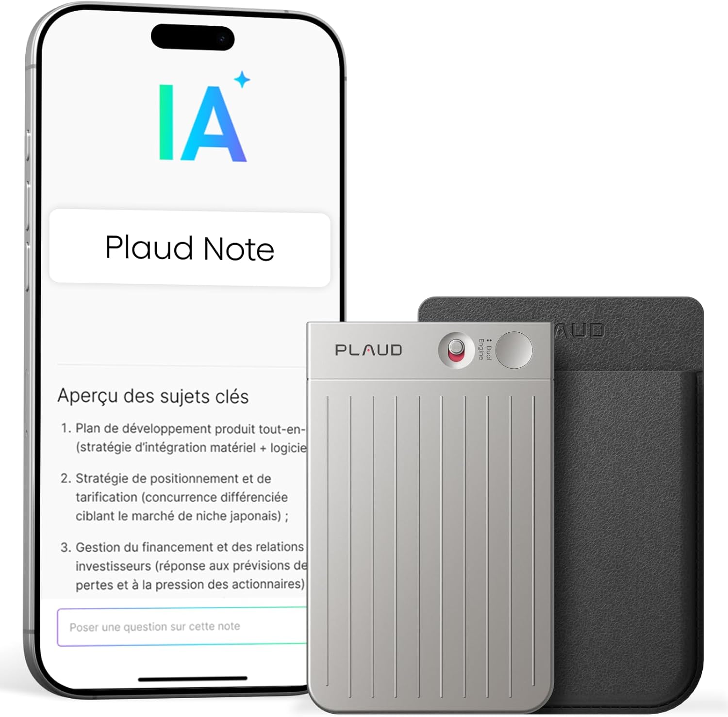 Detalle de Plaud Note Enregistreur Vocal IA avec Étui — Dictaphone Enregistreur Vocal Numérique avec Transcription, Résumé et 112 Langues