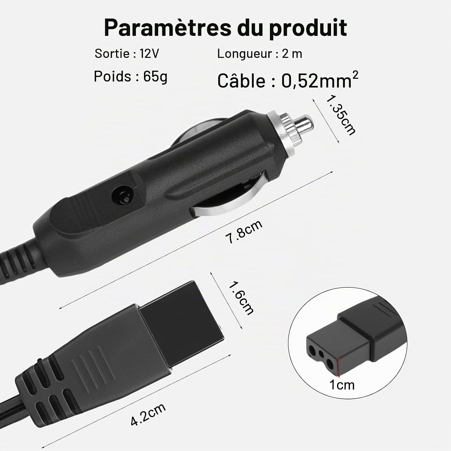 Detalle 2 de vsshe verlengkabel voor koelbox, 12-24 V DC en 10-16 A