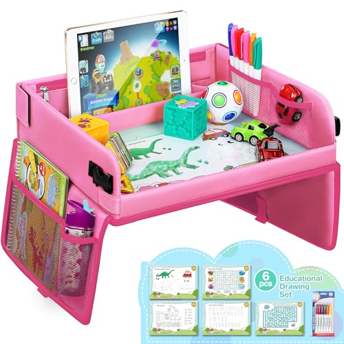 Detalle de lenbest Plateau de Voyage pour Enfants – Planche à Dessin avec film transparent et matériel éducatif