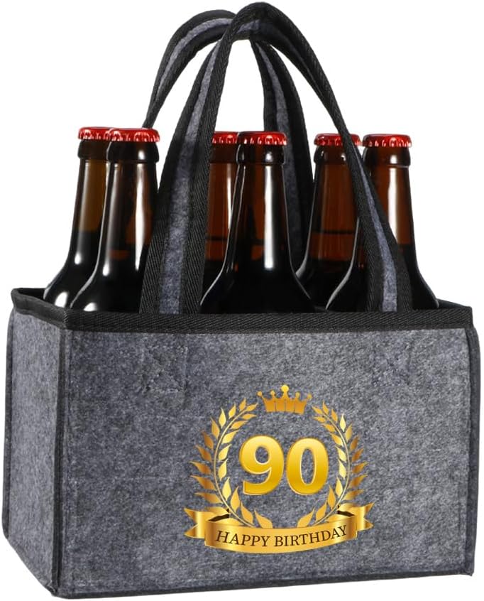Detalle de Anicy 90th Birthday Gifts Bottle Carrier – 6-Bottle Bag in Grey (UK)