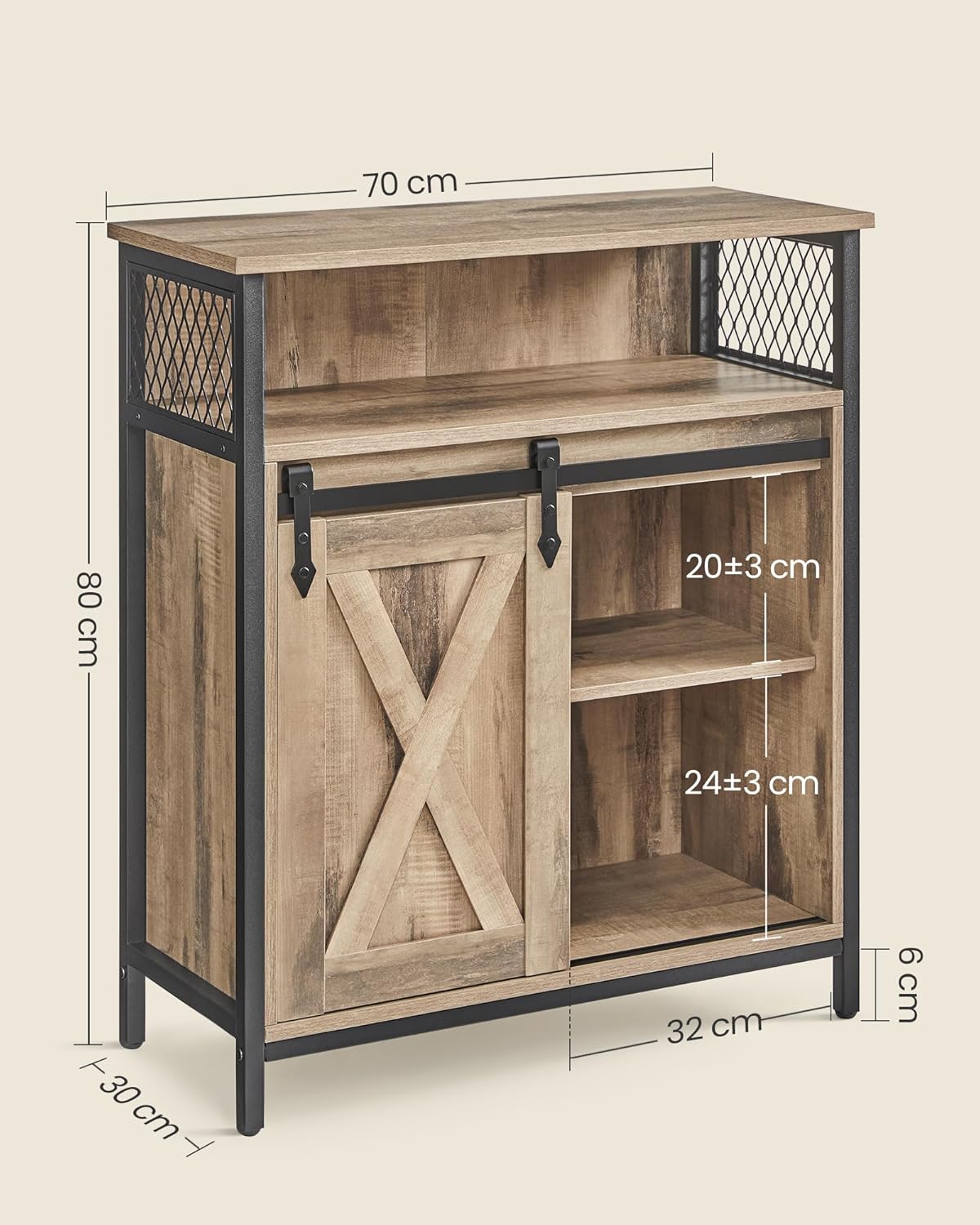 Detalle 1 de VASAGLE Credenza Da Cucina 30x70x80 cm