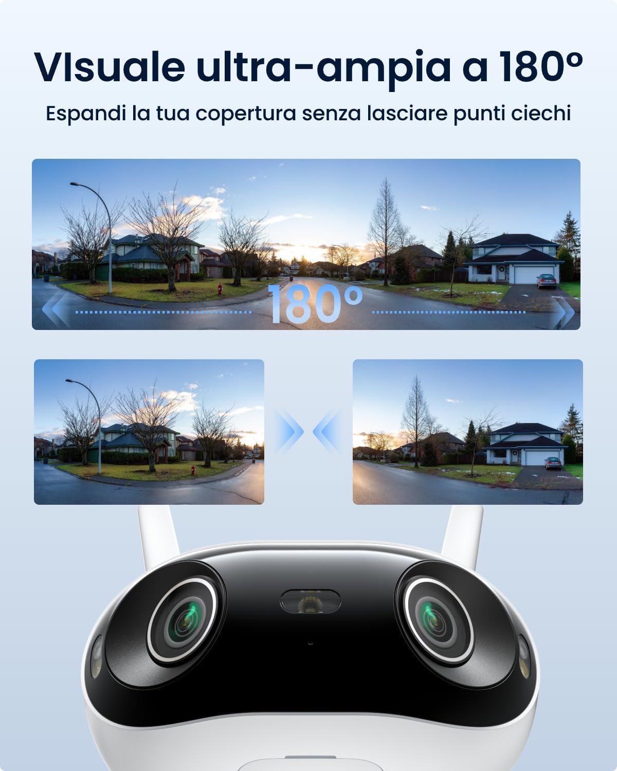 Detalle de Reolink 4K Telecamera WiFi Esterno 180° con Doppia Lente: Sorveglianza Avanzata in Full HD 4K e AI
