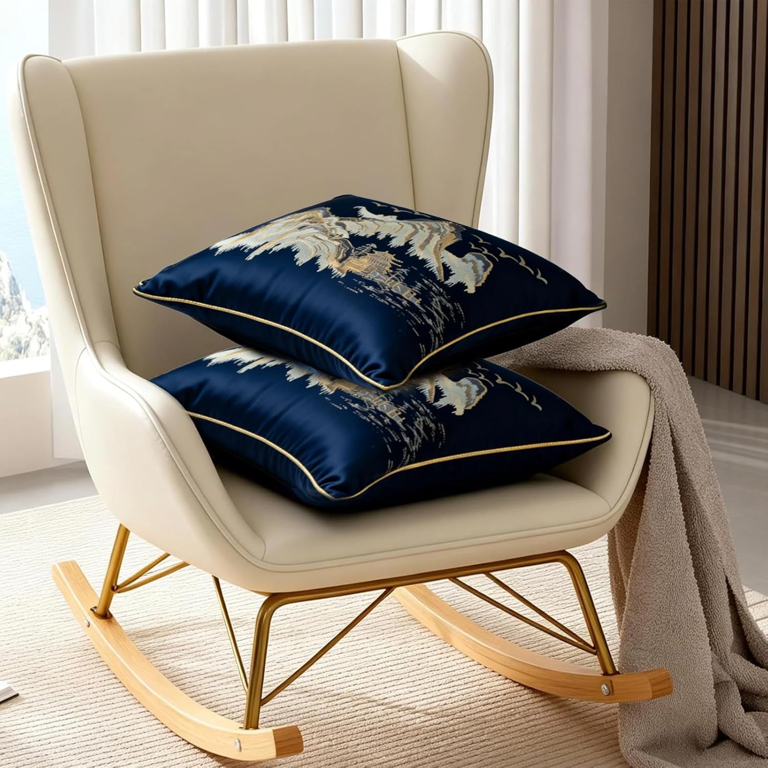 Thumbnail 2 de Traziewell set of 2 cushion covers 45 x 45 cm in blue with hidden zip