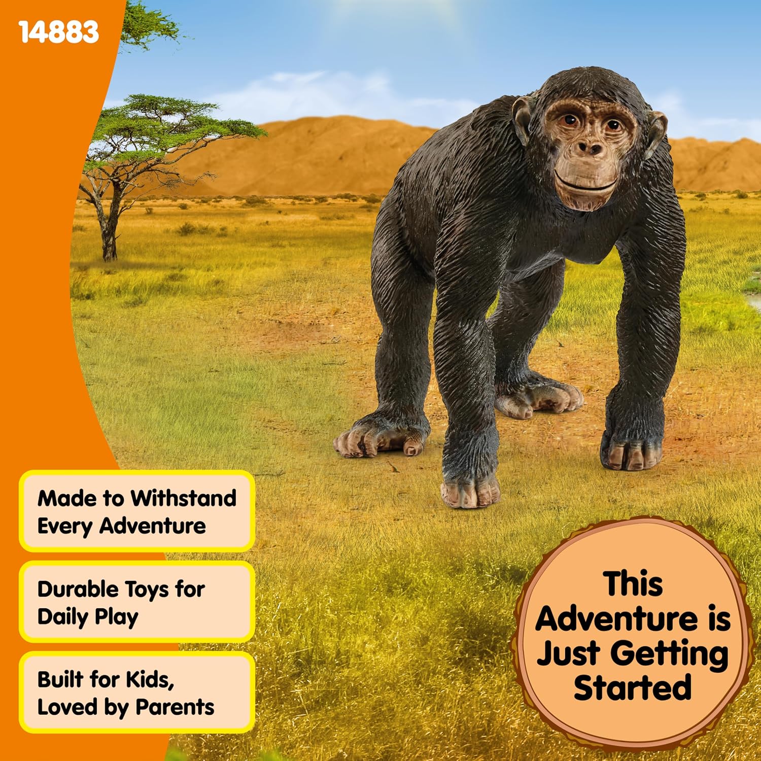 Detalle 2 de Schleich 14883 WILD LIFE – figurka szympansa z realistycznymi detalami