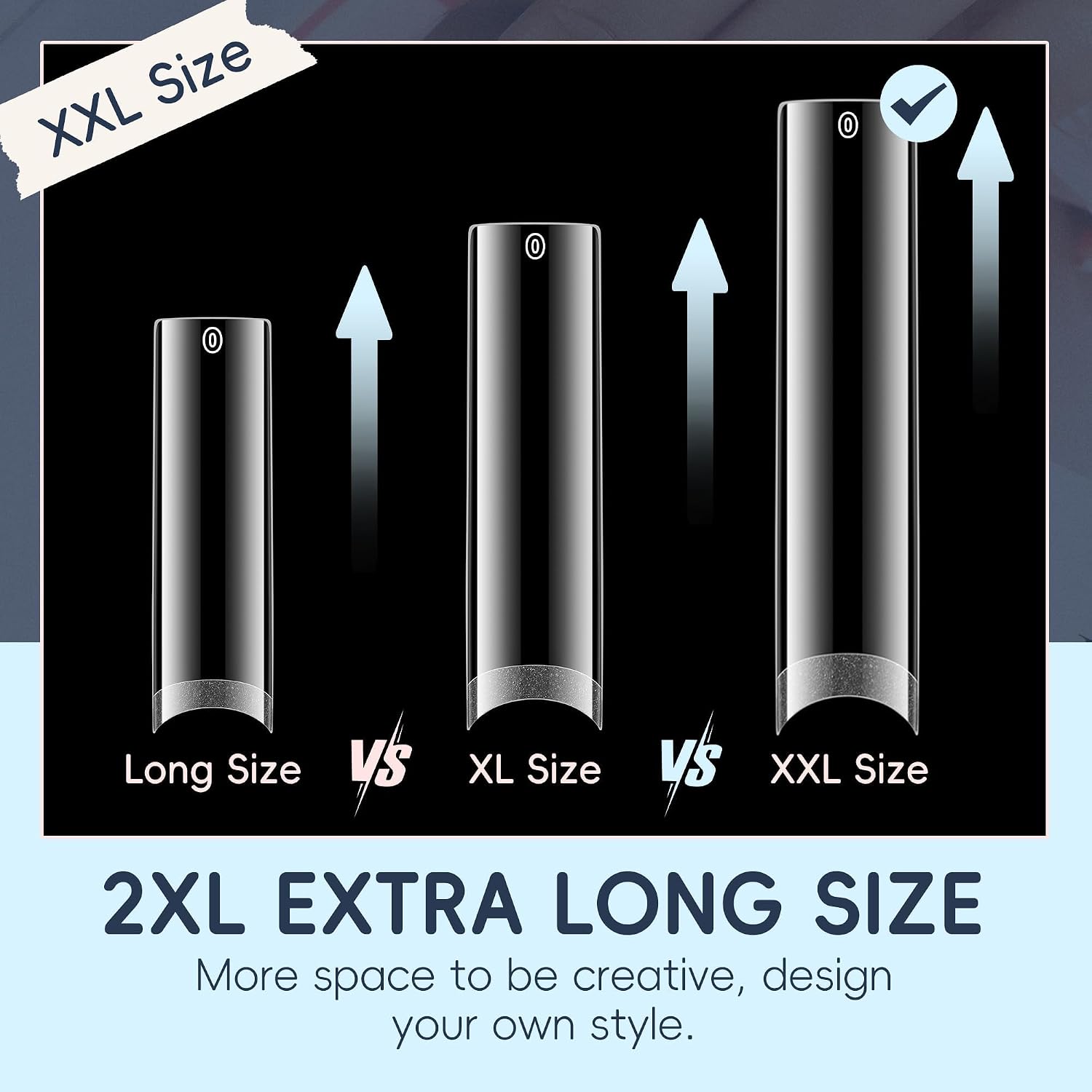 Thumbnail 4 de Luckyfairy XXL Square Nail Tips, 120 Count, 12 Sizes, No C-Curve